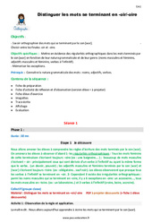 Distinguer les mots se terminant en oir - oire - Séquence - Fiche de préparation : 6ème Harmos - PDF à imprimer