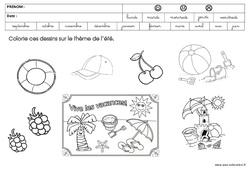 Coloriage sur le thème de « l’été » : 2ème Harmos - PDF à imprimer