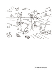 Coloriage A la plage - Été : 1ère, 2ème Harmos - PDF à imprimer