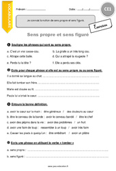 Sens propre et sens figuré - Exercices avec correction : 4ème Harmos - PDF à imprimer