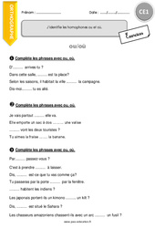 Homophones - ou et - où - Exercices  : 4ème Harmos - PDF à imprimer