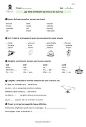 Mots contenant les sons - ai - eil - euil - ouil - Exercices avec correction : 6ème Harmos - PDF à imprimer