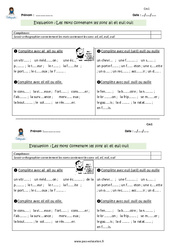 Mots contenant les sons - ai - eil - euil - ouil - Examen Evaluation - Bilan : 6ème Harmos - PDF à imprimer