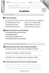 La phrase - Examen Evaluation - Bilan : 5ème Harmos - PDF à imprimer