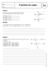 Propriété des angles - Exercices corrigés : 9eme Harmos - PDF à imprimer