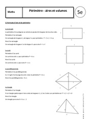 Périmètres - Aires - Volumes - Cours : 9eme Harmos - PDF à imprimer