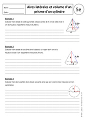 Aire latérale et volume d'un prisme - Exercices corrigés : 9eme Harmos - PDF à imprimer