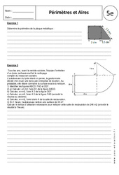 Périmètres - Aires - Calculs - Exercices corrigés : 9eme Harmos - PDF à imprimer