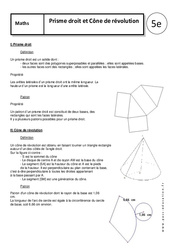 Prisme droit - Cône de révolution - Cours : 9eme Harmos - PDF à imprimer