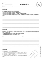 Prisme droit - Exercices corrigés : 9eme Harmos - PDF à imprimer