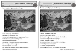 Paysage de montagne - Je lis un texte, une image - Exercices de lecture : 4ème Harmos - PDF à imprimer