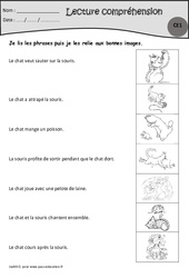 Le chat - Je lis, j'associe l'image - Exercices de lecture : 4ème Harmos - PDF à imprimer