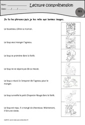 Le louveteau - Je lis, j'associe l'image - Exercices de lecture : 4ème Harmos - PDF à imprimer