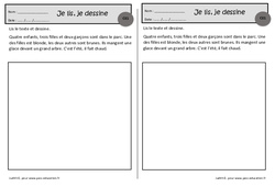 Les enfants - Je lis, je dessine - Exercices de lecture : 4ème Harmos - PDF à imprimer