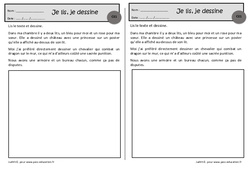 Dans ma chambre - Je lis, je dessine - Exercices de lecture : 4ème Harmos - PDF à imprimer