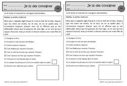 Malika, la petite indienne - Je lis des consignes - Exercices de lecture : 4ème Harmos - PDF à imprimer