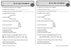 Je lis des consignes - Exercices de lecture : 4ème Harmos - PDF à imprimer