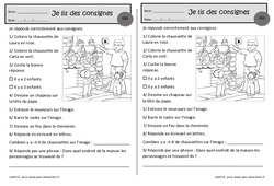 Les chaussettes de noël - Je lis des consignes - Exercices de lecture : 4ème Harmos - PDF à imprimer