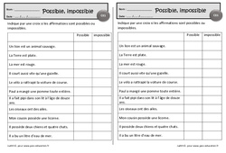 Possible - Impossible - Exercices de lecture : 4ème Harmos - PDF à imprimer