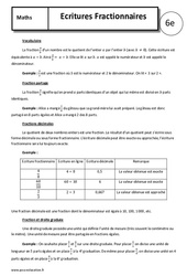 Ecritures fractionnaires - Cours : 8ème Harmos - PDF à imprimer