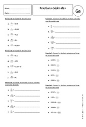 Fractions décimales - Exercices corrigés - Ecritures fractionnaires : 8ème Harmos - PDF à imprimer