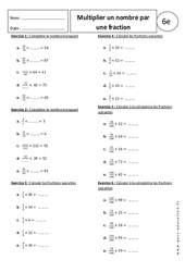 Multiplier un nombre par une fraction - Exercices corrigés - Ecritures fractionnaires : 8ème Harmos - PDF à imprimer