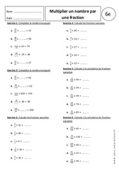 Multiplier un nombre par une fraction - Exercices corrigés - Ecritures fractionnaires : 8ème Harmos - PDF à imprimer