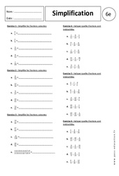 Simplification - Exercices corrigés - Ecritures fractionnaires : 8ème Harmos - PDF à imprimer