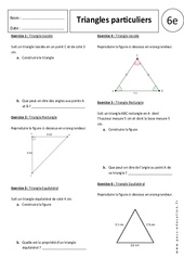 Triangle isocèle - Triangle rectangle - Triangle équilatéral - Exercices corrigés : 8ème Harmos - PDF à imprimer