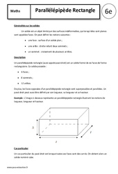 Parallélépipède rectangle - Cours - Géométrie : 8ème Harmos - PDF à imprimer