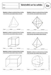 Généralités sur les solides - Exercices corrigés - Parallélépipède rectangle : 8ème Harmos - PDF à imprimer