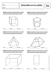 Solides- Fiches Généralités - Exercices corrigés - Parallélépipède rectangle : 8ème Harmos - PDF à imprimer