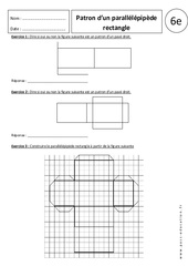 Patron du parallélépipède rectangle - Exercices corrigés : 8ème Harmos - PDF à imprimer