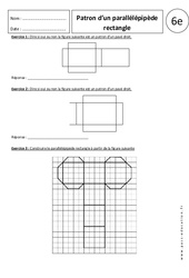 Patron du parallélépipède rectangle - Exercices corrigés : 8ème Harmos - PDF à imprimer