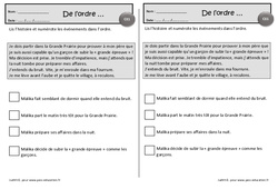 La grande épreuve - Chronologie de l'histoire - Exercices de lecture : 4ème Harmos - PDF à imprimer