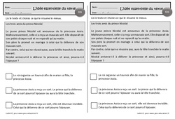 Les trois amis du prince Nicolaï - Exercices de lecture - Idées essentielles d'un texte : 4ème Harmos - PDF à imprimer