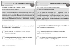 Qu’est - ce qu’un appareil électrique - Exercices de lecture - Idées essentielles d'un texte : 4ème Harmos - PDF à imprimer