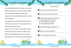 La pêche aux têtards - Récit - Lecture compréhension : 4ème Harmos - PDF à imprimer