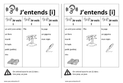 Fiche mémo élève - Son [i] - i - î - y - Etude des sons : 3eme, 4ème Harmos - PDF à imprimer