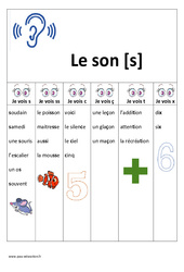 Son [s] - s - ss - c - ç - t - x - Affiche pour la classe - Etude des sons : 3eme, 4ème Harmos - PDF à imprimer