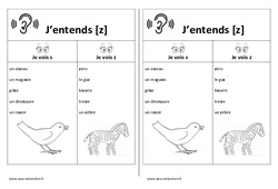 Fiche mémo élève - Son [z] - s - z - Etude des sons : 3eme, 4ème Harmos - PDF à imprimer