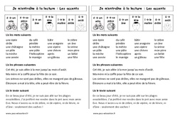 Fiche de lecture - Accents - Aigu - Grave - Circonflexe : 4ème Harmos - PDF à imprimer