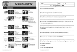 Programme tv - Ecrit fonctionnel - Lecture compréhension : 4ème Harmos - PDF à imprimer