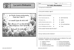 La carte d'invitation - Ecrit fonctionnel - Lecture : 4ème Harmos - PDF à imprimer