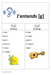 Son [g] - g - gu - Affiche pour la classe : 3eme, 4ème Harmos - PDF à imprimer