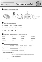 Exercices - Son [k] - c - q - qu - k - Etude des sons : 4ème Harmos - PDF à imprimer