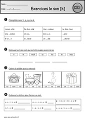 Révisions - Son [k] - c - q - qu - k - Etude des sons : 4ème Harmos - PDF à imprimer