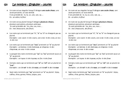 Singulier - Pluriel - Le nombre - Cours, Leçon : 4ème Harmos - PDF gratuit à imprimer