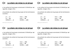 Présent des verbes du 1er groupe - Cours, Leçon : 4ème Harmos - PDF gratuit à imprimer