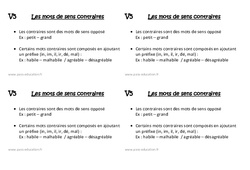 Mots de sens contraires - Cours, Leçon : 4ème Harmos - PDF gratuit à imprimer